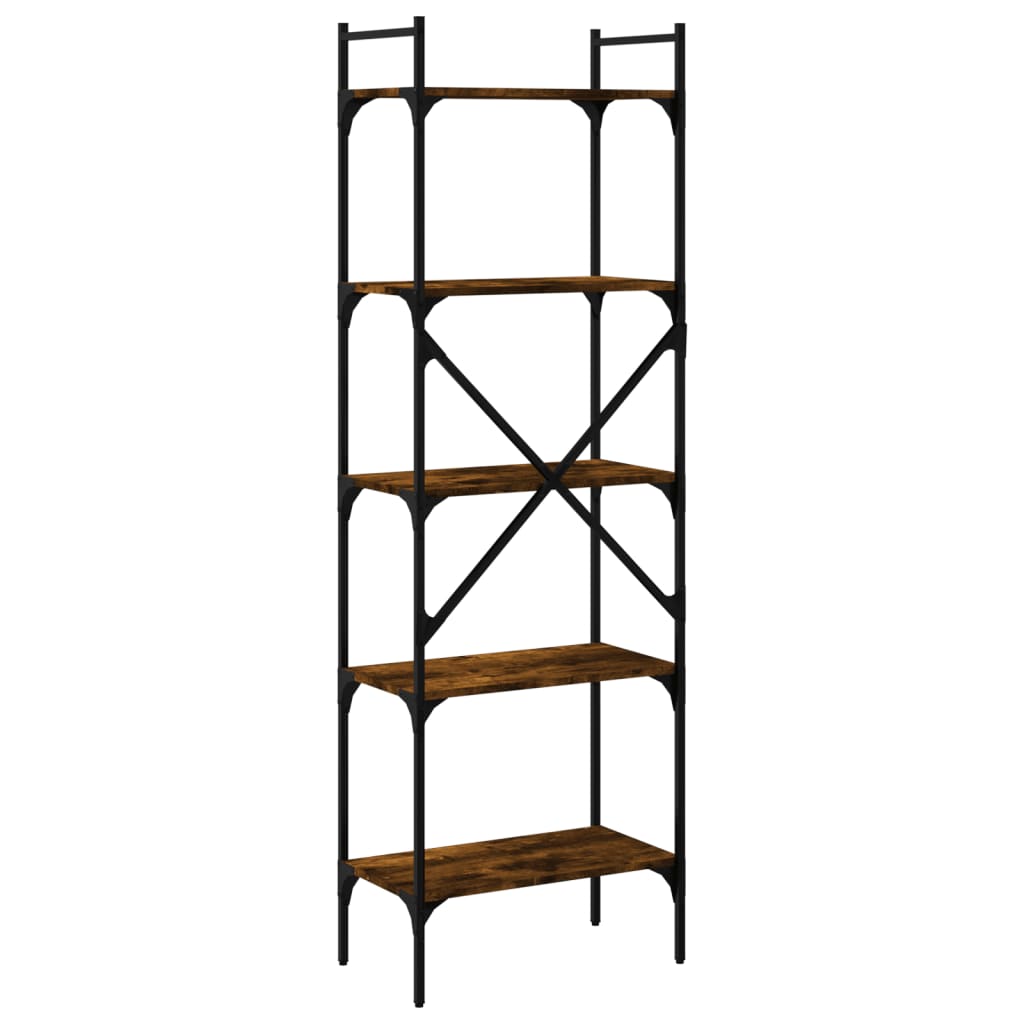 Bookcase 5-Tier Smoked Oak 56x31.5x174 cm Engineered Wood